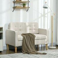 HOMCOM Modern 2 Seater Sofa with Storage Compact Loveseat Sofa for Living Room in Cream