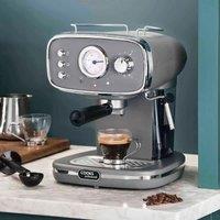 Cooks Professional 15-Bar Retro Espresso Coffee Machine 1.2L with Frothing Steam Wand in Grey