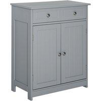 Kleankin Bathroom Floor Storage Cabinet w/ 2 Drawers Door Cupboard in Grey