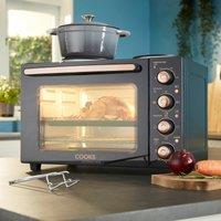 Cooks Professional 34L Mini Oven with 2 Hobs - Electric Multifunction Countertop Cooker in Copper