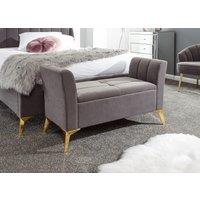GFW Pettine Velvet Storage Ottoman Bench in Grey