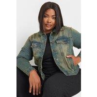 Yours Women's Washed Denim Jacket in Blue | Size: 18