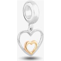Rosa Lea Women's Double Heart Dangle Charm AM-2THB029706 in Silver