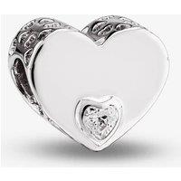 Rosa Lea Women's White Offset Heart Charm AM-2THB005904-White in Silver