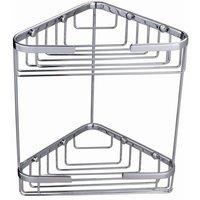 Nes Home Brass 2 Tier Corner Caddies Storage Basket Chrome in Silver
