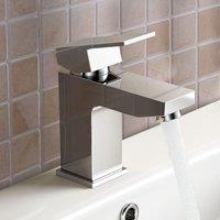 Nes Home Aldo Modern Bathroom Chrome Deck Mounted Solid Brass Basin Mixer Tap in Silver