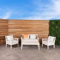 Charles Bentley Acacia White Washed 4 Piece Garden Outdoor Lounge Set in Natural