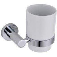Nes Home Round Single Glass Tumbler & Holder Chrome in Silver