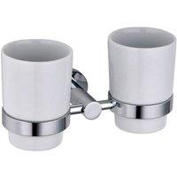 Nes Home Double Glass Tumbler & Toothbrush Holder in White
