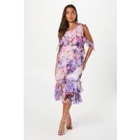 Coast Women's Petite Ruffle Front Chiffon Dress in Lilac | Size: 10