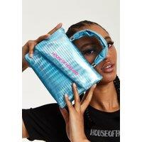 Logo Print Blue Iridescent Crossbody Bag
