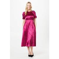 Oasis Women's Pleat Sleeve Jacquard Satin Midi Dress in Wine | Size: 8