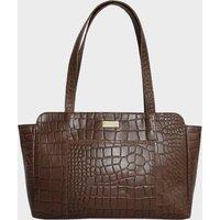Assots London Women's 'JUDITH' Croc Real Leather Shoulder Bag in Tan