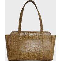 Assots London Women's 'JUDITH' Croc Real Leather Shoulder Bag in Mustard