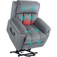 HOMCOM Lift Chair Riser & Recliner Chair with Vibration Massage, Heat in Grey