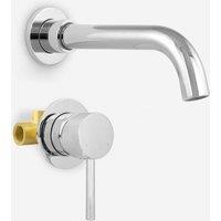 Nes Home Remy Wall Mounted Basin Mixer Tap & Concealed Valve Hot & Cold Mixer Chrome in Silver
