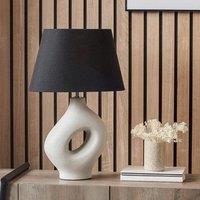 Ruma Artistic Abstract Boho Ceramic Table Lamp Neutral Mutted Tones in Cream