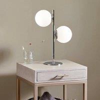 Ruma Silver Metal & White Orb Dome Table Lamp Dual Bulb Art Deco Lighting in Gold