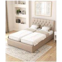 Aspire Olivier Electric Adjustable Bed Upholstered in Eire Linen Fabric with Pocket Sprung Mattress UK Made in Natural | Size: Super King