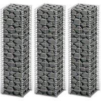 Berkfield Home Gabion Set 3 pcs Galvanised Wire 25 x 25 x 100 cm in Silver