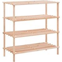 4-Tier Shoe Rack Solid Fir Wood