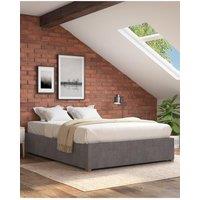 Aspire Upholstered Platform Ottoman Bed Frame in Plush Velvet Fabric in Grey | Size: Small Double