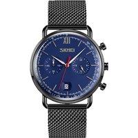 Skmei Men's Elegant Watch with Date Display & Luminous Hands in Blue