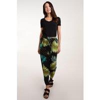 Blue Vanilla Women's Palm Print Trousers in Black | Size: Small