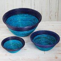 Paper High Round Recycled Newspaper Bowl in Dark Blue | Size: XL