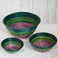 Paper High Round Recycled Newspaper Bowl in Dark Green | Size: Large