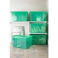 Wham Crystal 5 x 60L Stackable Plastic Storage Boxes with Lids in Green