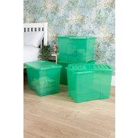 Wham Crystal 4 x 80L Stackable Plastic Storage Boxes with Lids in Green