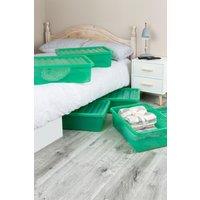 Wham Crystal 5 x 32L Stackable Plastic Storage Boxes with Lids in Green