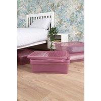 Wham Crystal 5 x 32L Stackable Plastic Storage Boxes with Lids in Pink