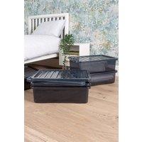 Wham Crystal 5 x 32L Stackable Plastic Storage Boxes with Lids in Black