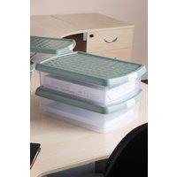 Wham Clip 3x 8.5L Rectangular Plastic Storage Boxes with Clip Lock Lids in Green