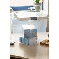 Wham Clip 3x 14L Square Plastic Storage Boxes with Clip Lock Lids in Stone