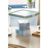 Wham Clip 3x 14L Square Plastic Storage Boxes with Clip Lock Lids in Green