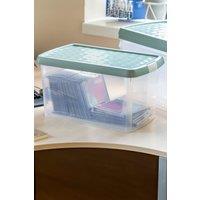 Wham Clip 3x 14L Rectangular Plastic Storage Boxes with Clip Lock Lids in Green