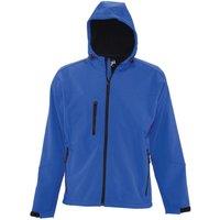 SOL'S Men's Replay Hooded Soft Shell Jacket (Breathable, Windproof & Water Resistant) in Blue | Size: Medium
