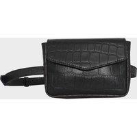 Assots London Women's CAMELLA' Croc Leather Bum Belt Waist Festival Bag in Black