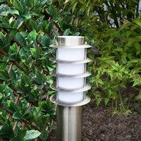ValueLights Wharf Pack of 4 Stainless Steel Outdoor 450mm Ground Post Bollard Lights in Silver
