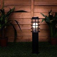 ValueLights Wharf Pack of 4 Black Stainless Steel Outdoor 450mm Ground Post Bollard Lights with LED Bulbs