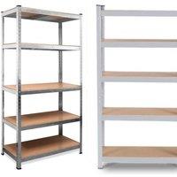 Samuel Alexander 0.9m x 1.8m 5 Tier Heavy Duty Metal Shelving Storage Racking Unit in Silver