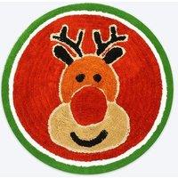 Mooky Mats Christmas Tufted Rudolph Round Bath Mat in Red