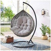 Living and Home 80cm W x 108cm H Light Grey Hanging Egg Swing Chair Cushion | Size: 80 cm W x 108 cm H