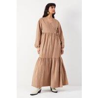 Baby Cord Wrap Midi Smock Dress