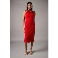 Coast Women's Corsage Neckline Lace Pencil Dress in Red | Size: 8