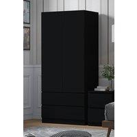 FWStyle Stora 2 Door 2 Drawer Wardrobe Black (H) 180.5 (W) 80 (D) 50cm