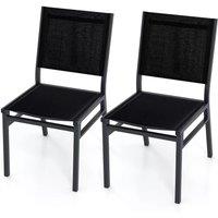 Costway 2Pcs Outdoor Dining Chairs Patio Armless Chair Lightweight Metal Chair in Black